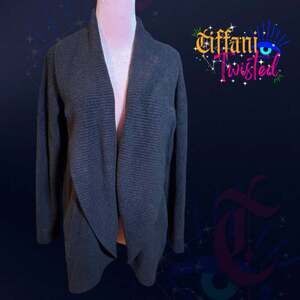 NWOT XL Max & Mia Open Front Ribbed Knit Cardigan Sweater Black